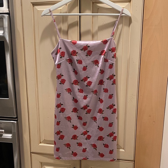 Urban Outfitters Lavender printer rose sateen mini dress M - Picture 4 of 7